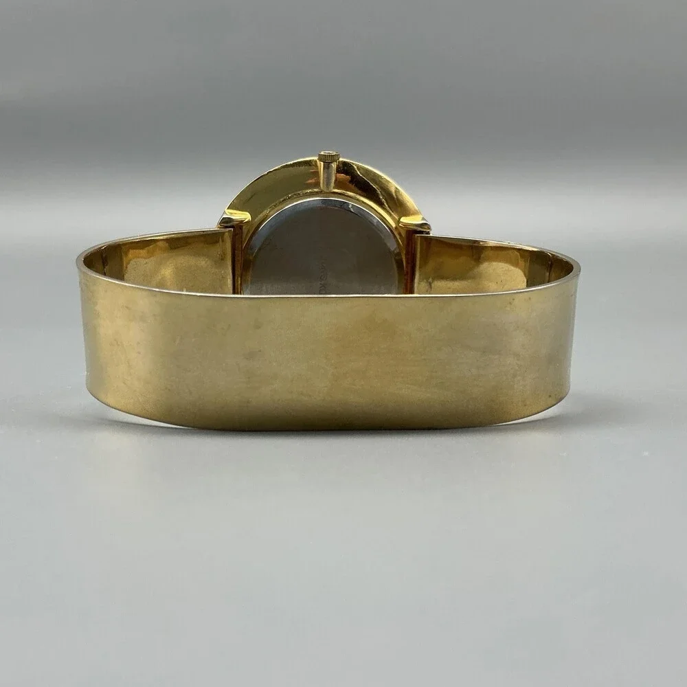 Vintage Bunel Womens Watch 39mm UFO Dial Gold Tone Bangle New Battery 6.5